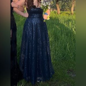 Drea Glitter Sequin Lace-Up A-line Formal Dress